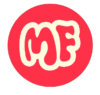 mf creative logo in birght pink and cream